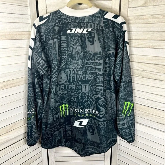 Carbon One Industries x Monster Energy Motocross Jersey Shoulder Pads Gray White - Picture 6 of 14
